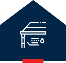 Group 69 Roof with gutter and water drop icon.